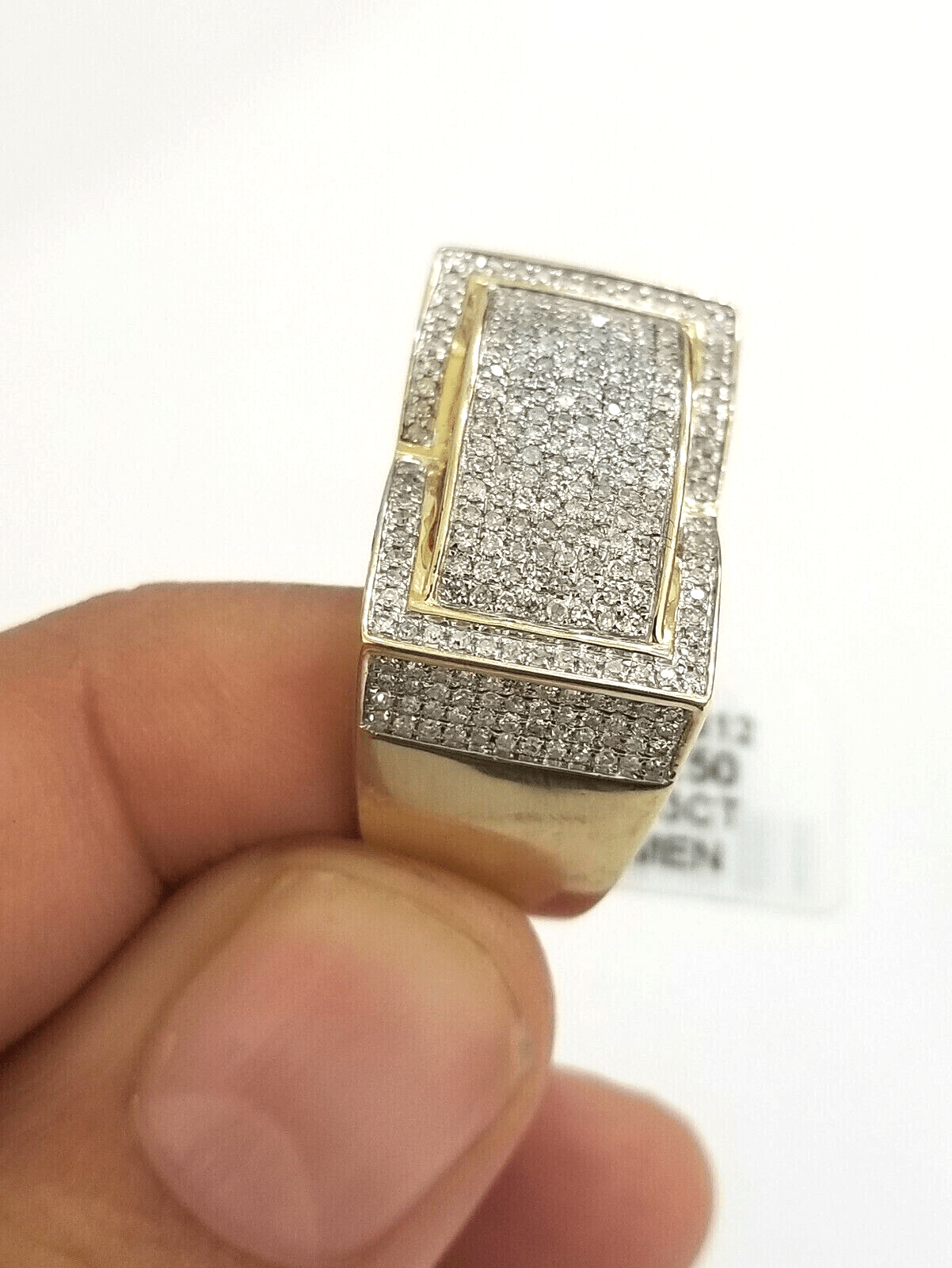 Real 10k Diamond Ring Men 10kt Yellow Gold 0.80 Natural Diamond Pave Casual Ring - Reva Jeweler