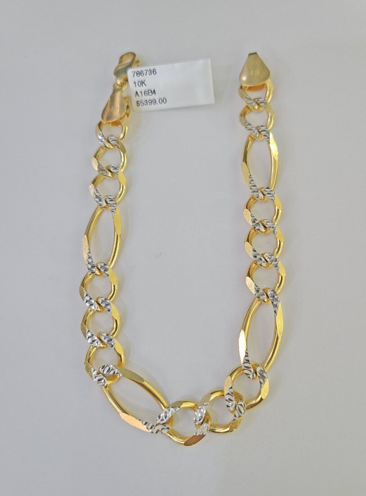 Real 10k Figaro link Bracelet Yellow Gold 9mm 8.5" Inches Solid Diamond Cut - GoldenlinQ