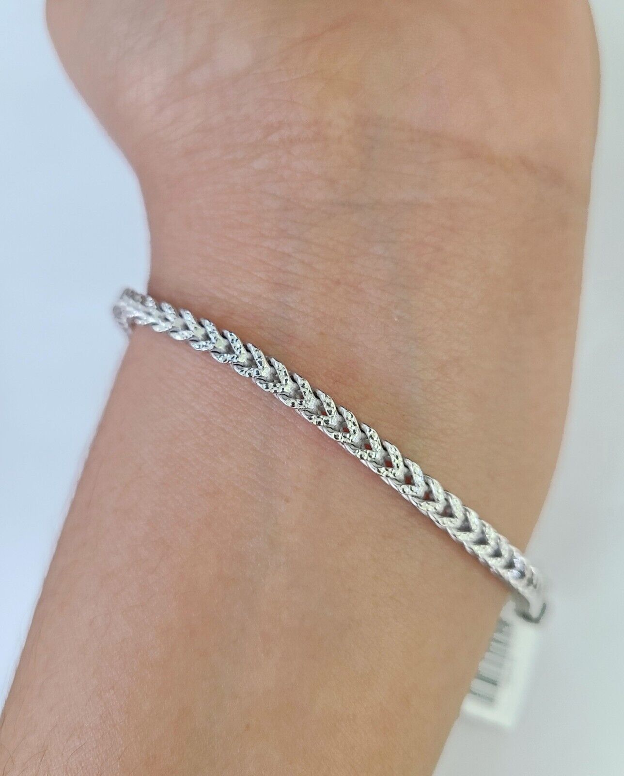 Real 10K Franco Bracelet White Gold 3mm 8.5Inch Lobster Lock Genuine - GoldenlinQ