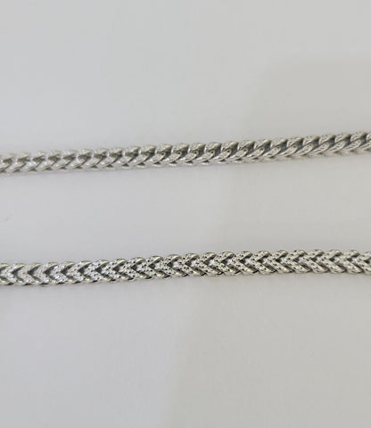 Real 10K Franco Bracelet White Gold 3mm 8.5Inch Lobster Lock Genuine - GoldenlinQ