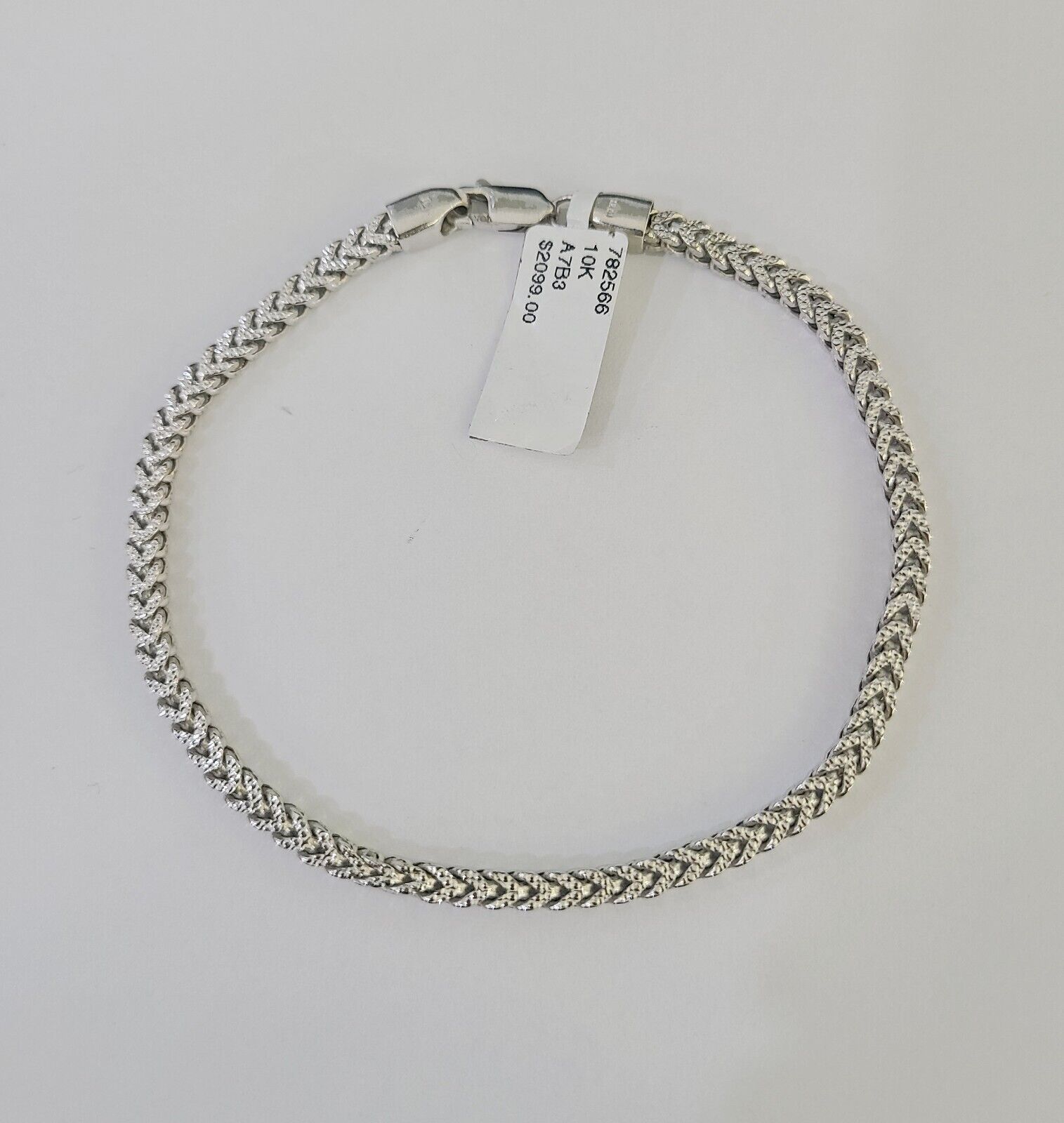Real 10K Franco Bracelet White Gold 3mm 8.5Inch Lobster Lock Genuine - GoldenlinQ