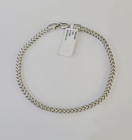 Real 10K Franco Bracelet White Gold 3mm 8.5Inch Lobster Lock Genuine - GoldenlinQ
