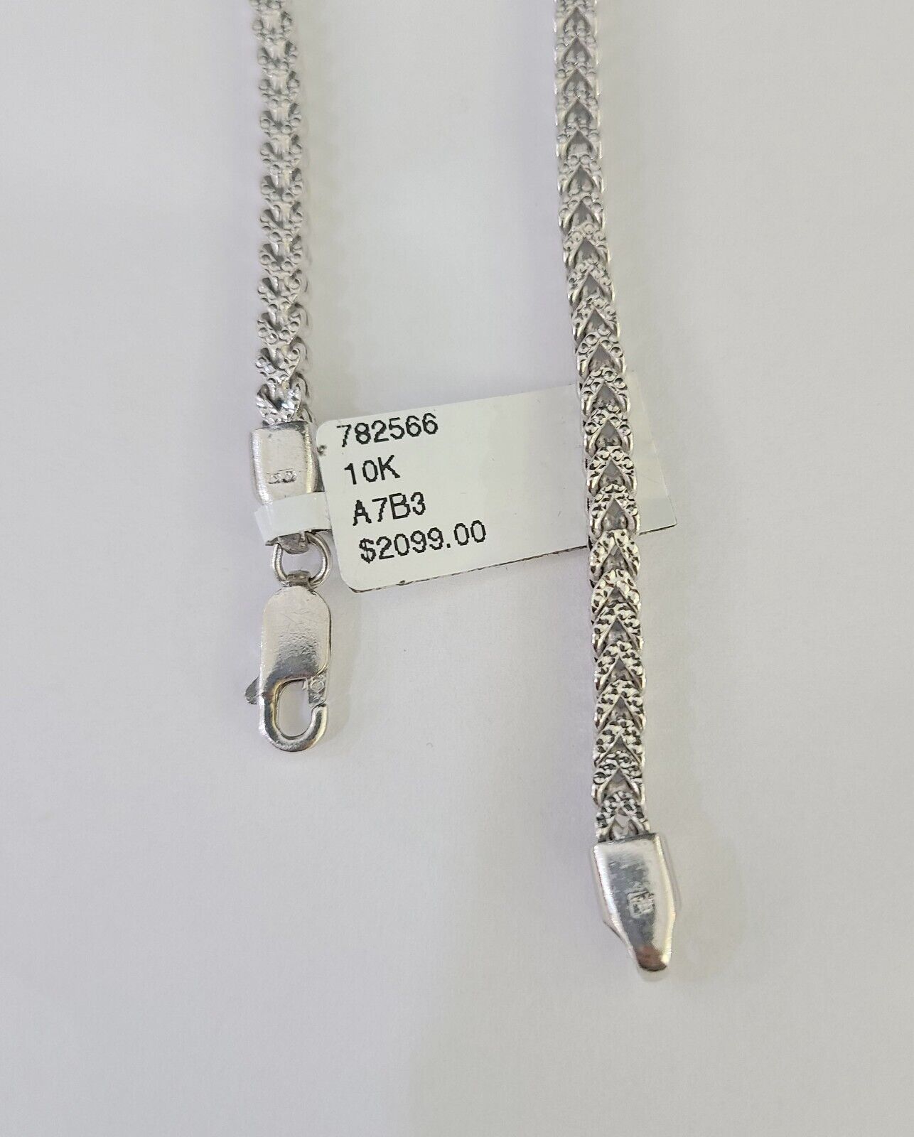 Real 10K Franco Bracelet White Gold 3mm 8.5Inch Lobster Lock Genuine - GoldenlinQ