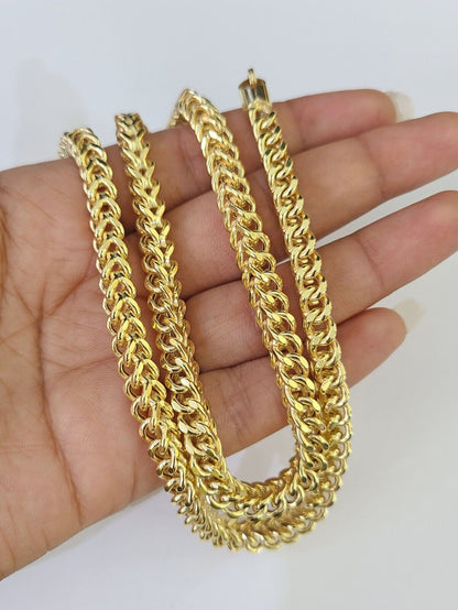 Real 10k Franco Chain Yellow gold 5mm 24inch Necklace lobster lock 10kt - GoldenlinQ