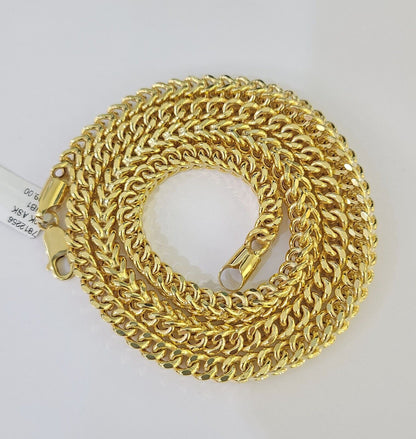 Real 10k Franco Chain Yellow gold 5mm 24inch Necklace lobster lock 10kt - GoldenlinQ