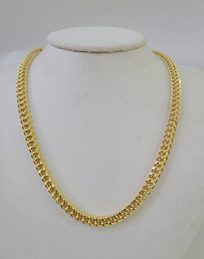 Real 10k Franco Chain Yellow gold 5mm 24inch Necklace lobster lock 10kt - GoldenlinQ