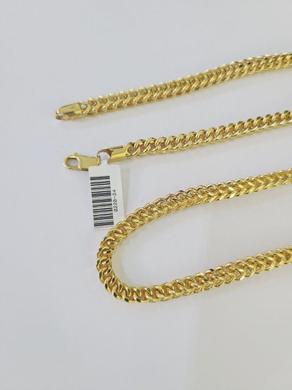 Real 10k Franco Chain Yellow gold 5mm 24inch Necklace lobster lock 10kt - GoldenlinQ