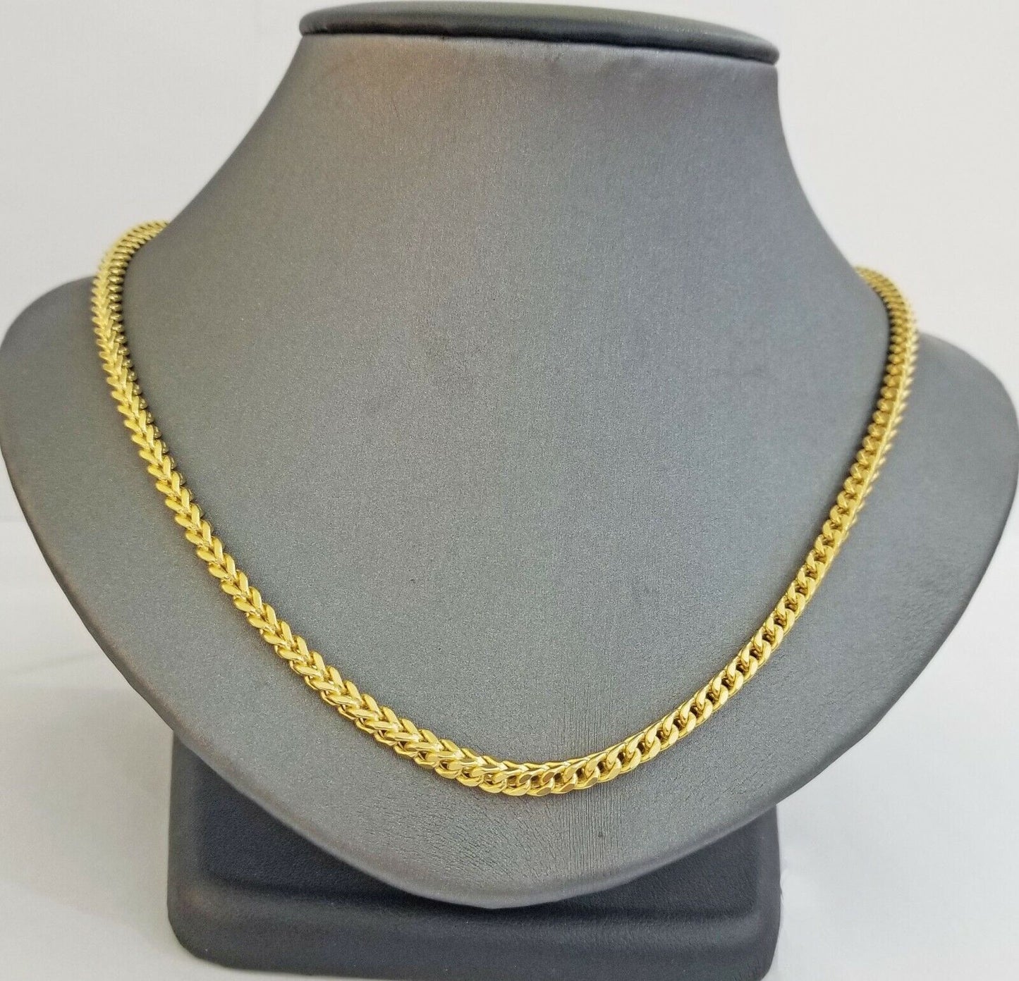 Real 10k Franco Yellow gold Chain 3mm 26 inch necklace lobster lock 10kt - Reva Jeweler