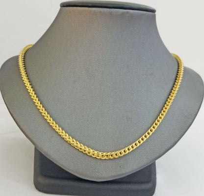 Real 10k Franco Yellow gold Chain 3mm 26 inch necklace lobster lock 10kt - Reva Jeweler