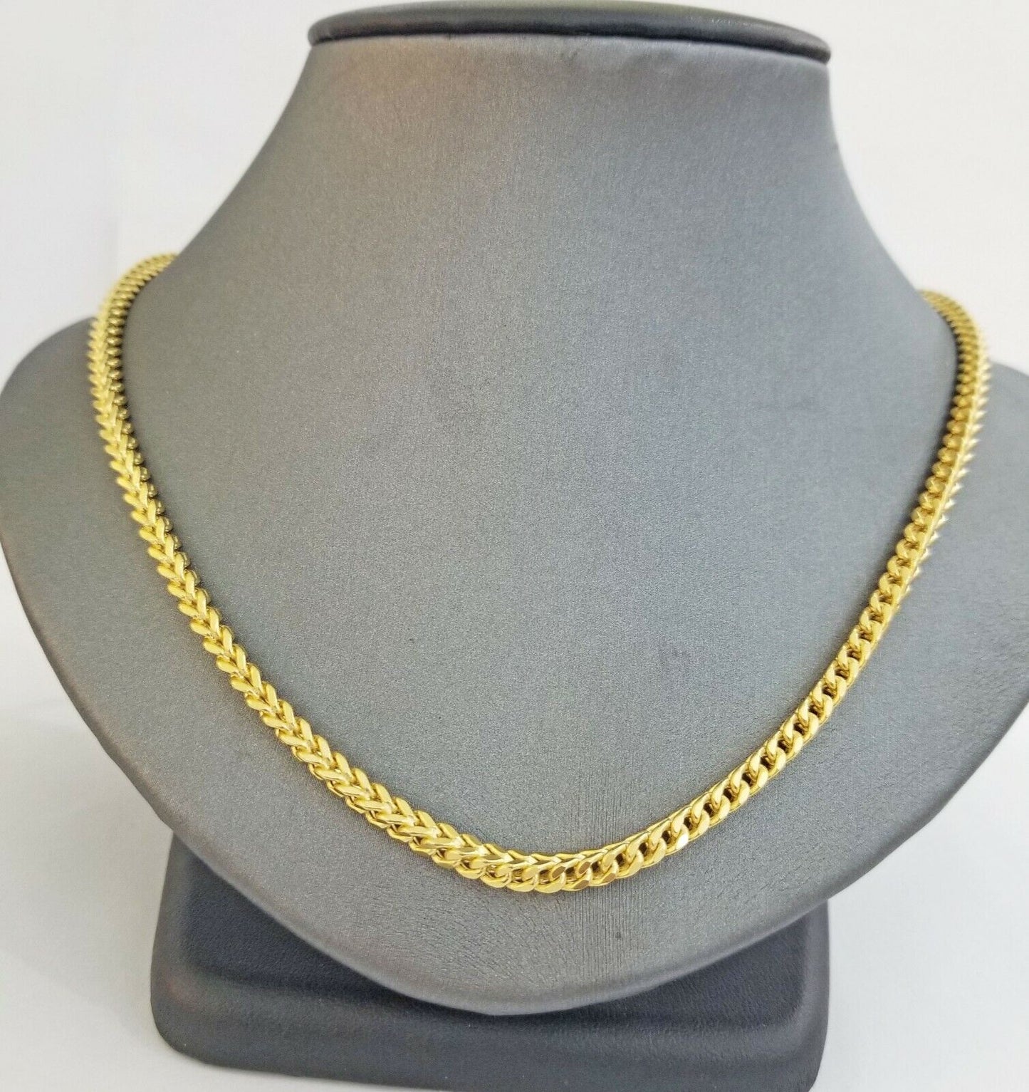 Real 10k Franco Yellow gold Chain 3mm 26 inch necklace lobster lock 10kt - Reva Jeweler