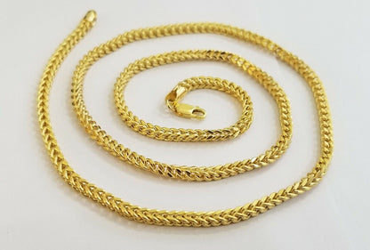 Real 10k Franco Yellow gold Chain 3mm 26 inch necklace lobster lock 10kt - Reva Jeweler