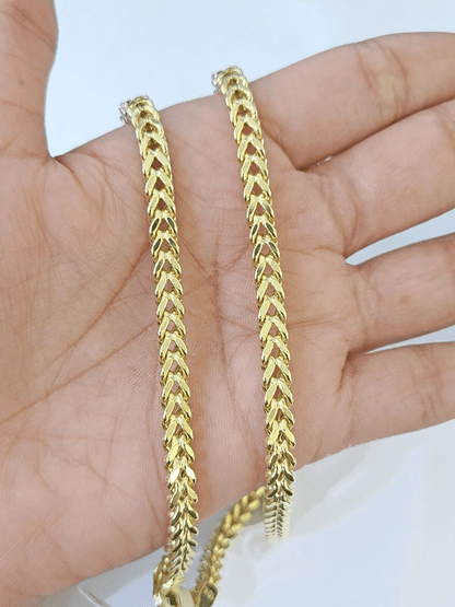 Real 10k Franco Yellow gold Chain 4mm 24inch necklace lobster lock 10kt - Reva Jeweler