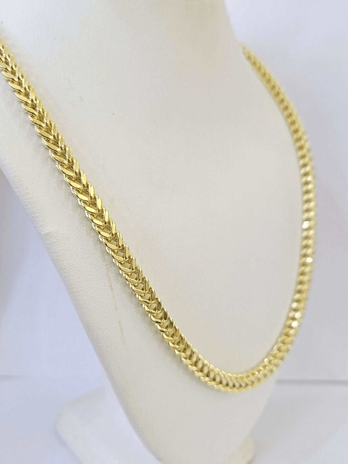 Real 10k Franco Yellow gold Chain 4mm 24inch necklace lobster lock 10kt - Reva Jeweler