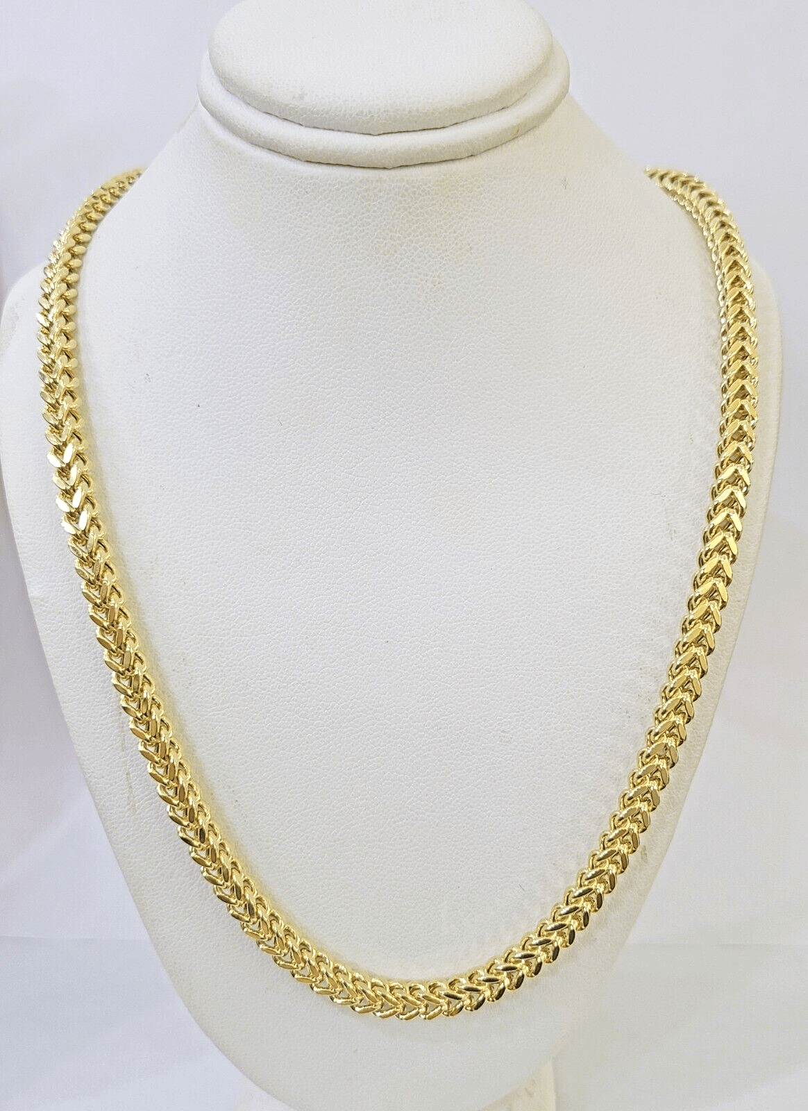 Real 10k Franco Yellow gold Chain 4mm 24inch necklace lobster lock 10kt - Reva Jeweler