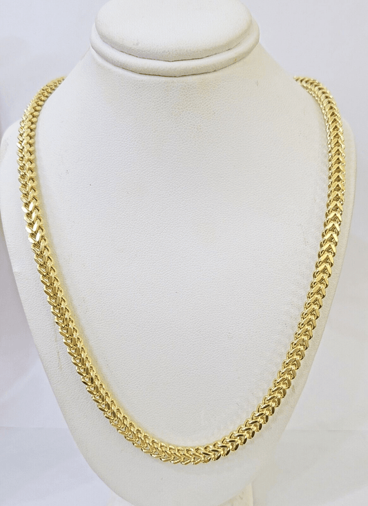 Real 10k Franco Yellow gold Chain 4mm 24inch necklace lobster lock 10kt - Reva Jeweler