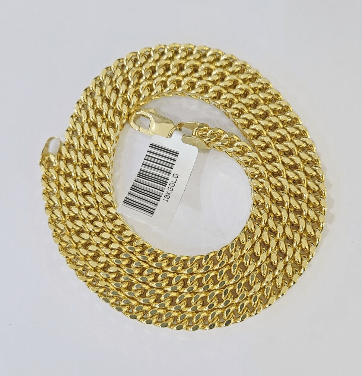 Real 10k Franco Yellow gold Chain 4mm 24inch necklace lobster lock 10kt - Reva Jeweler