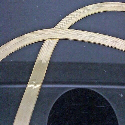 Real 10k Gold 20" Inch 7mm Herringbone Necklace chain Men Women - Reva Jeweler