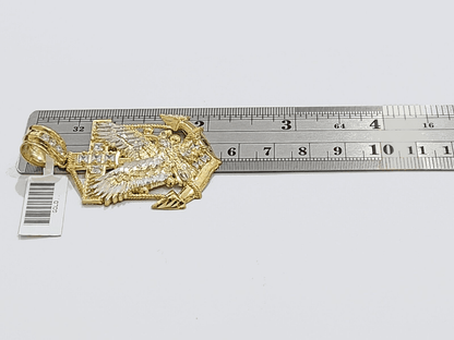 Real 10k Gold Anchor Eagle Bird Charm 2'' Pendant 10kt Yellow Gold Men Women - GoldenlinQ