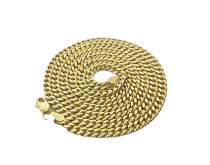 Real 10k Gold Ankh Cross Pendent 4mm Cuban Link Chain 18"20' 22" 24" 26" SET - Reva Jeweler