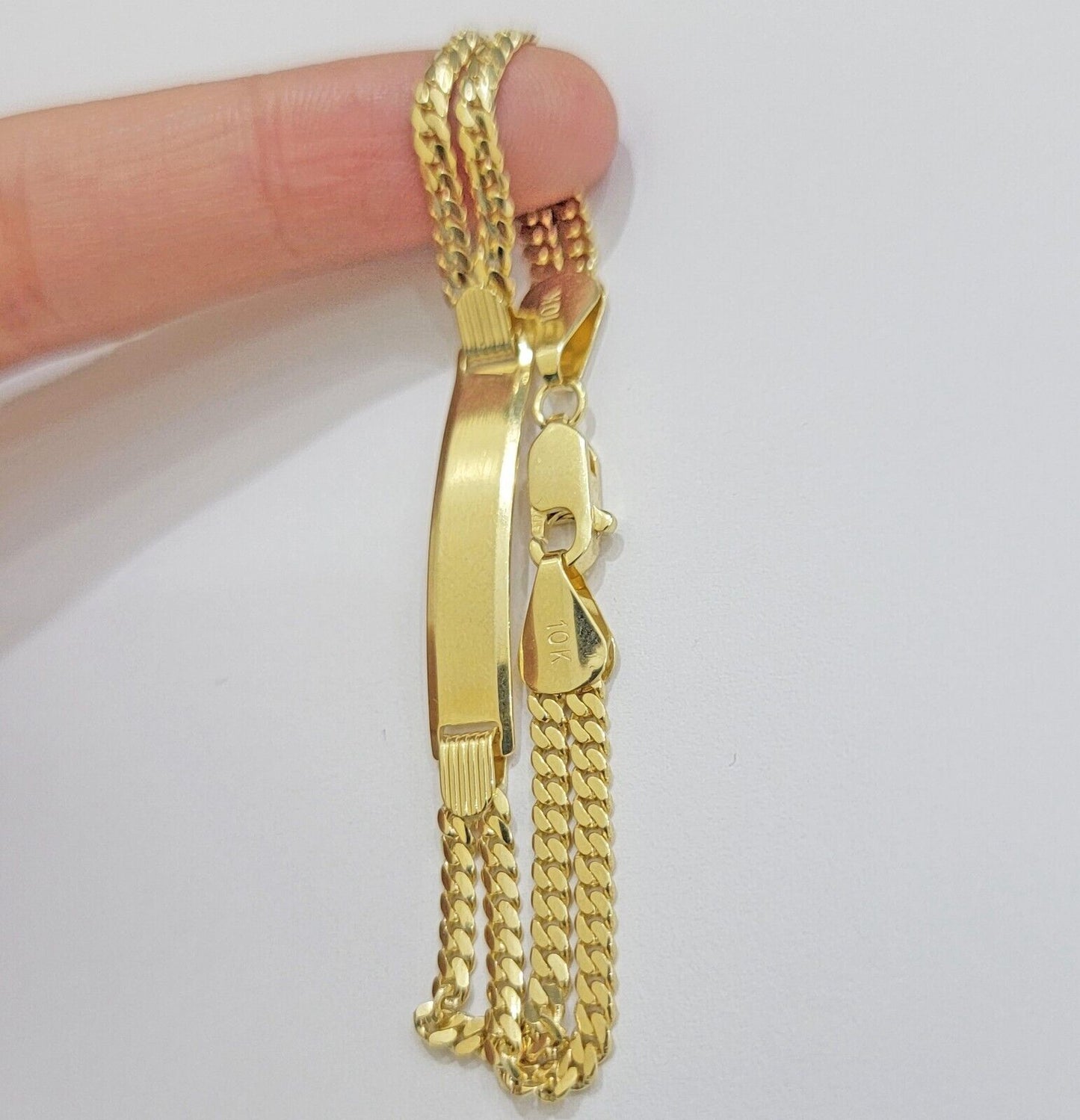 REAL 10k Gold Baby Bracelet ID Miami Cuban Link 5mm 6 Inch Kids SOLID , STRONG - Reva Jeweler