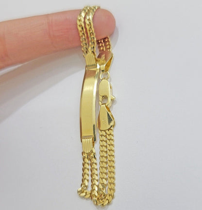 REAL 10k Gold Baby Bracelet ID Miami Cuban Link 5mm 6 Inch Kids SOLID , STRONG - Reva Jeweler