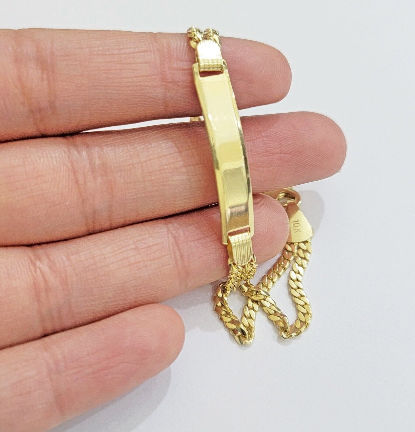 REAL 10k Gold Baby Bracelet ID Miami Cuban Link 5mm 6 Inch Kids SOLID , STRONG - Reva Jeweler