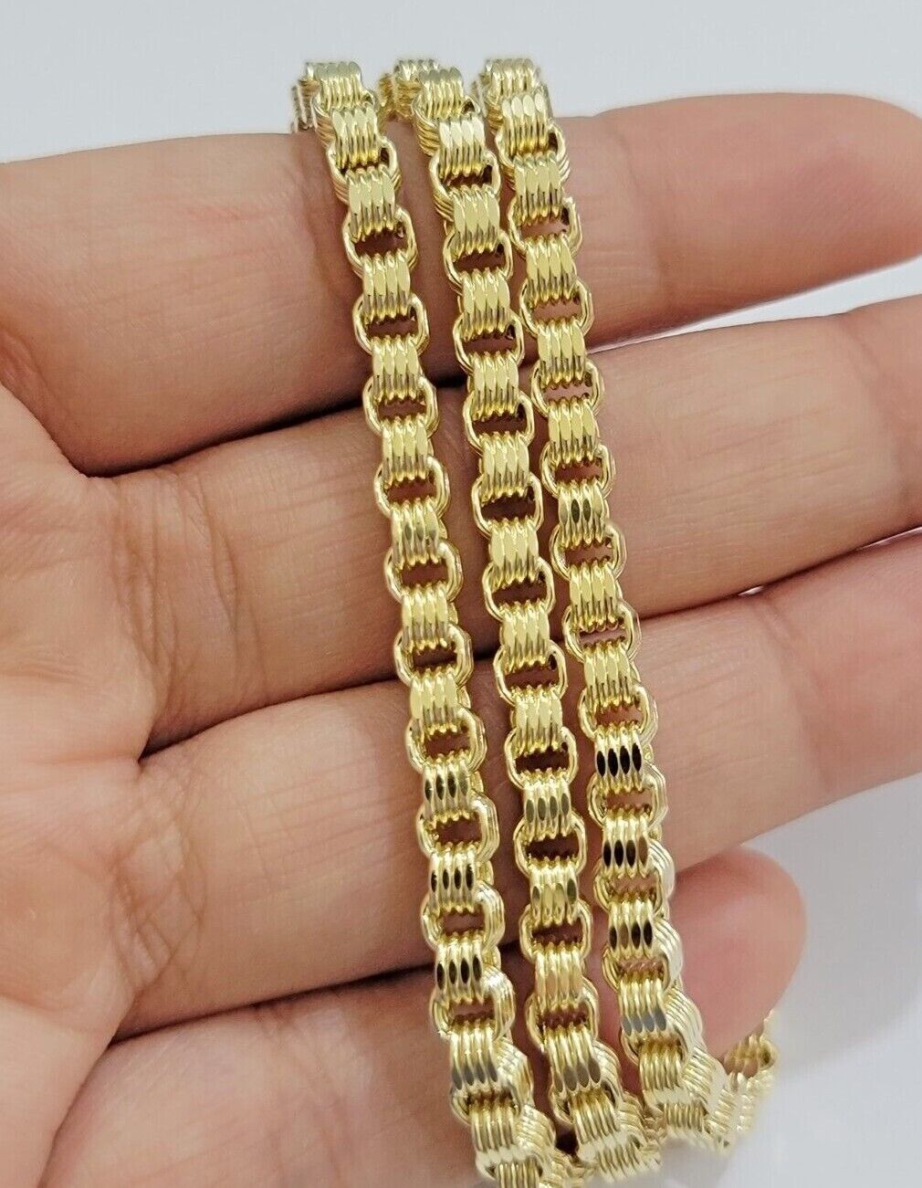 Real 10k Gold Box Byzantine Chain Necklace 20" - 28" Inch 4mm 5mm 6mm 7mm 10kt Men - Reva Jeweler