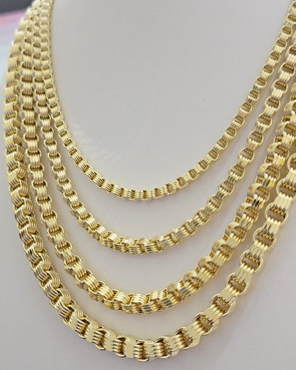 Real 10k Gold Box Byzantine Chain Necklace 20" - 28" Inch 4mm 5mm 6mm 7mm 10kt Men - Reva Jeweler