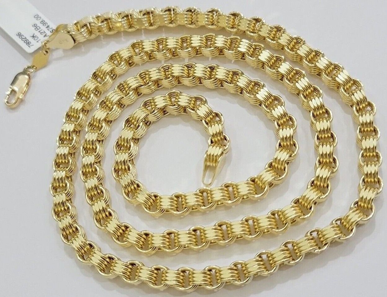 Real 10k Gold Box Byzantine Chain Necklace 20" - 28" Inch 4mm 5mm 6mm 7mm 10kt Men - Reva Jeweler