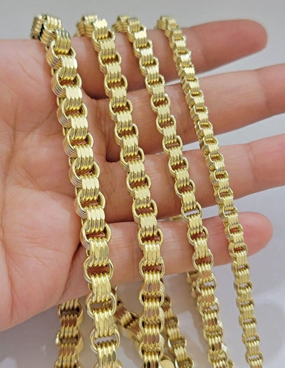 Real 10k Gold Box Byzantine Chain Necklace 20" - 28" Inch 4mm 5mm 6mm 7mm 10kt Men - Reva Jeweler