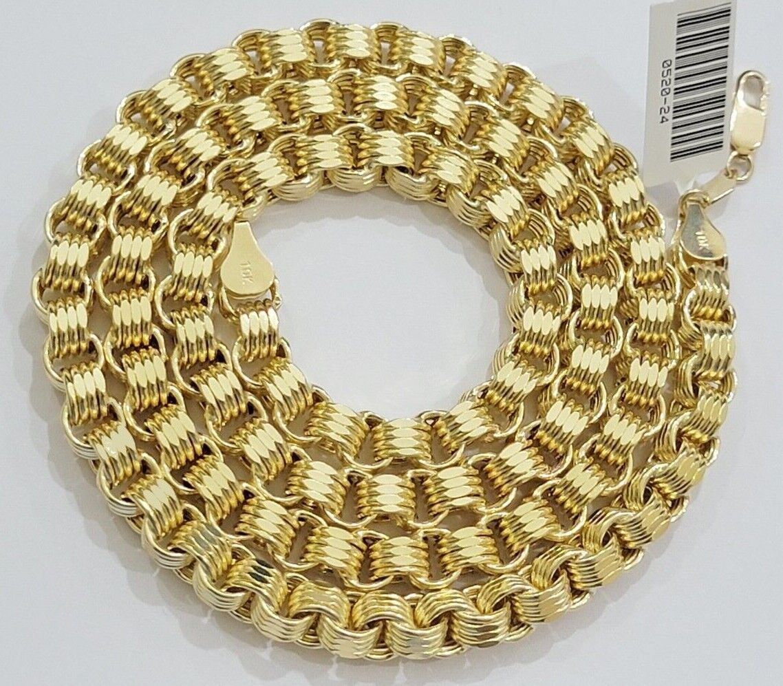 Real 10k Gold Box Byzantine Chain Necklace 20" - 28" Inch 4mm 5mm 6mm 7mm 10kt Men - Reva Jeweler