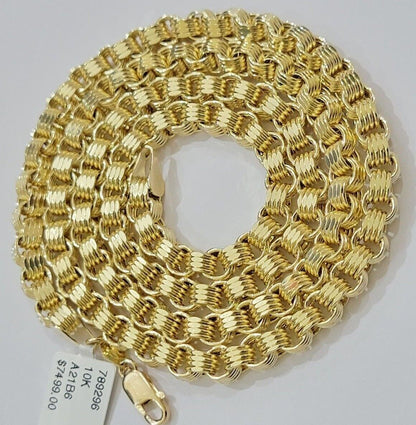 Real 10k Gold Box Byzantine Chain Necklace 20" - 28" Inch 4mm 5mm 6mm 7mm 10kt Men - Reva Jeweler