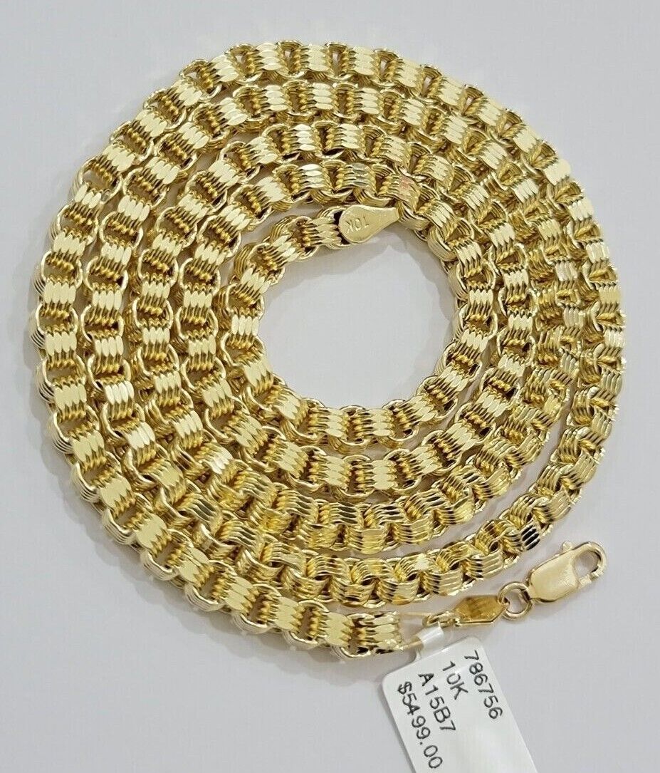 Real 10k Gold Box Byzantine Chain Necklace 20" - 28" Inch 4mm 5mm 6mm 7mm 10kt Men - Reva Jeweler