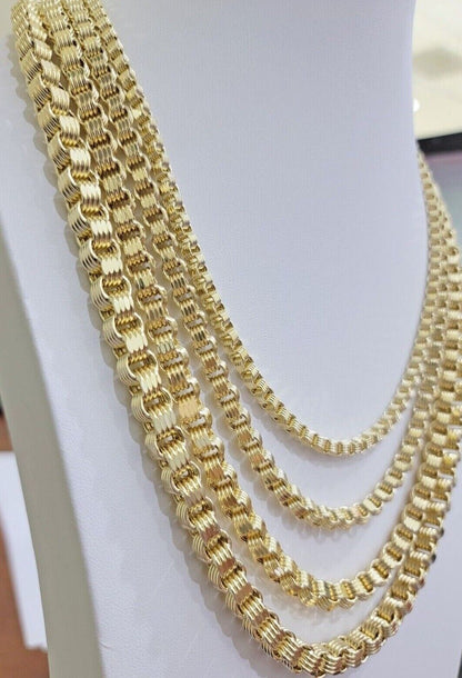 Real 10k Gold Box Byzantine Chain Necklace 20" - 28" Inch 4mm 5mm 6mm 7mm 10kt Men - Reva Jeweler
