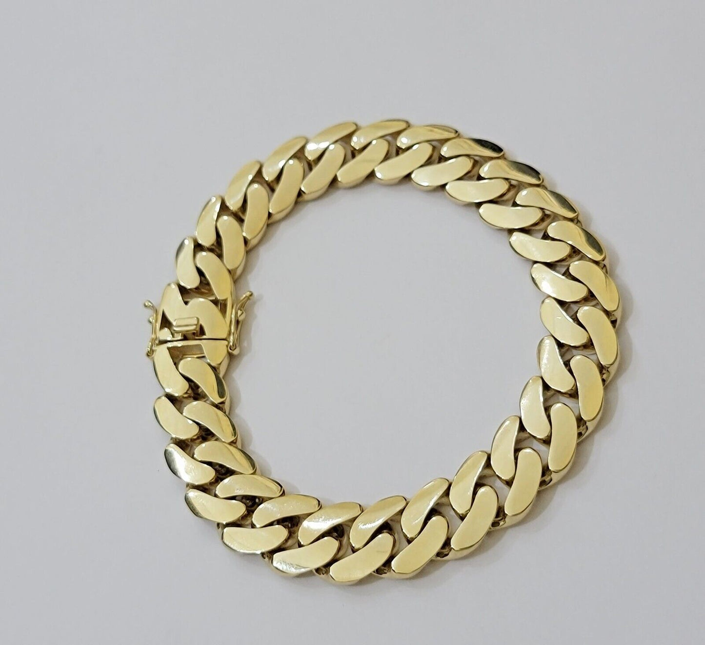 Real 10k Gold Bracelet 12mm Royal Miami Cuban Link 8 inch Men's 10kt Yellow Gold - Reva Jeweler