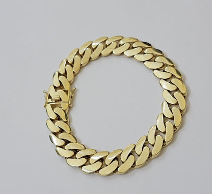 Real 10k Gold Bracelet 12mm Royal Miami Cuban Link 8 inch Men's 10kt Yellow Gold - Reva Jeweler