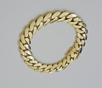 Real 10k Gold Bracelet 12mm Royal Miami Cuban Link 8 inch Men's 10kt Yellow Gold - Reva Jeweler