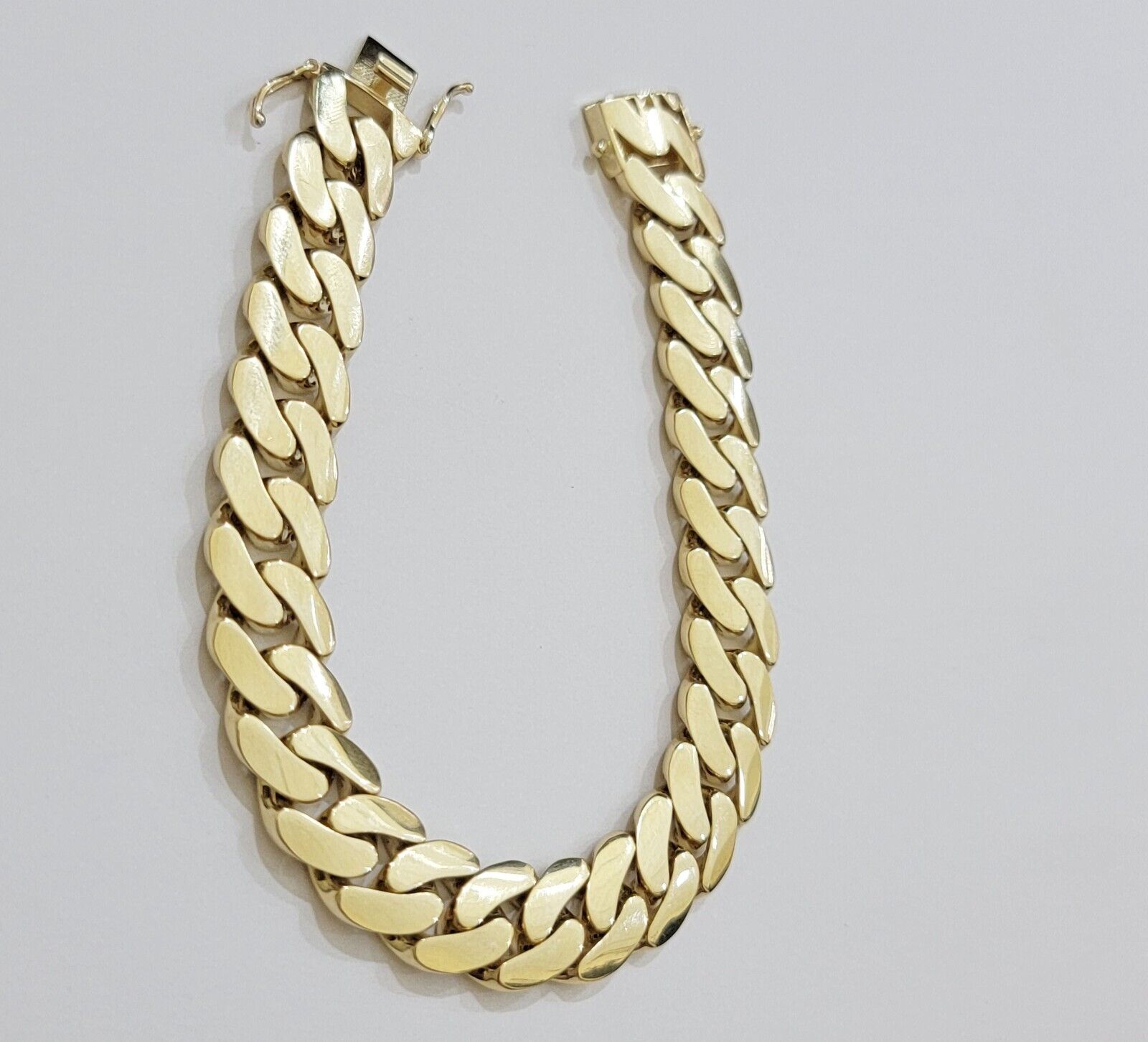 Real 10k Gold Bracelet 12mm Royal Miami Cuban Link 8 inch Men's 10kt Yellow Gold - Reva Jeweler