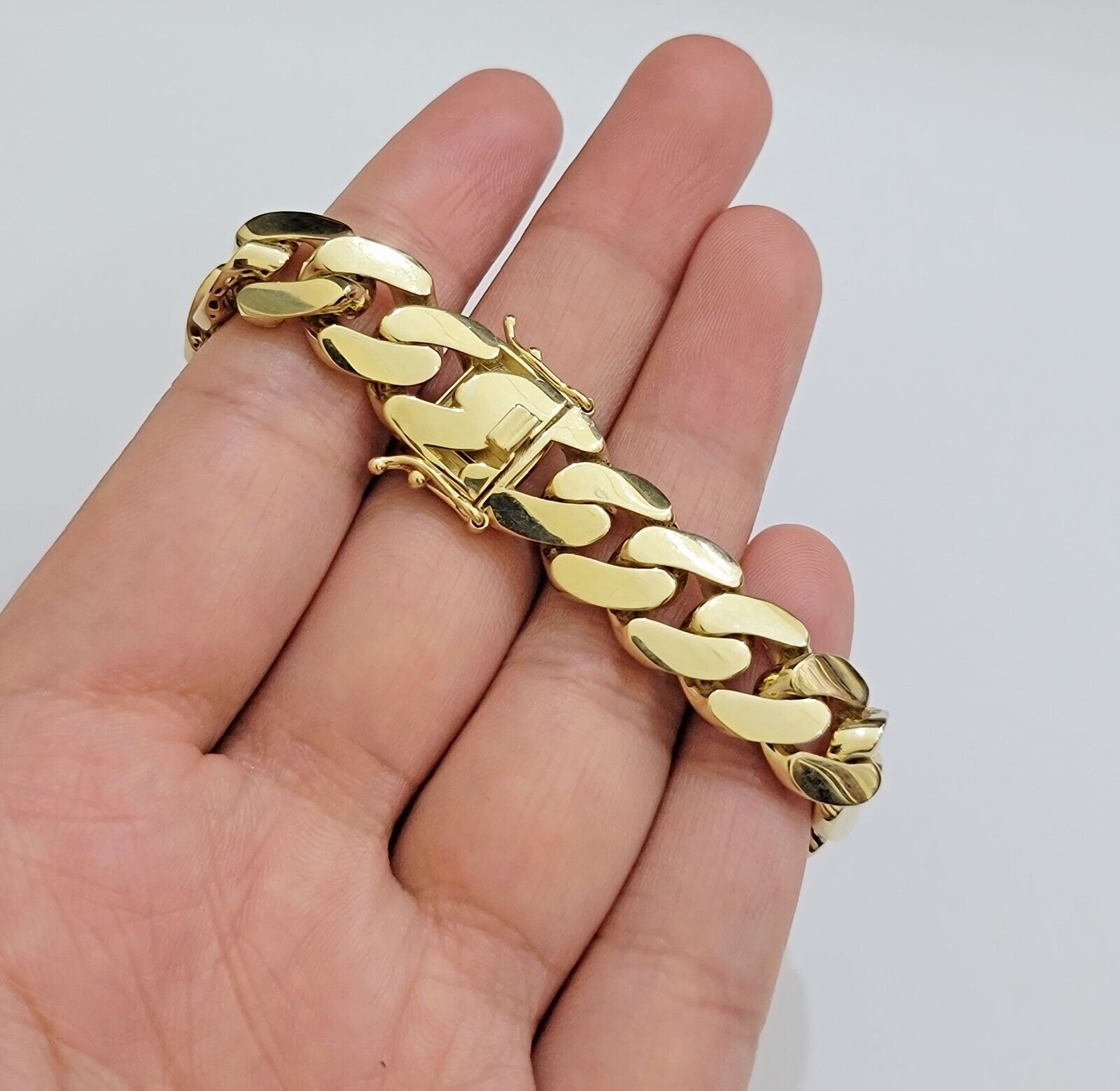 Real 10k Gold Bracelet 12mm Royal Miami Cuban Link 8 inch Men's 10kt Yellow Gold - Reva Jeweler