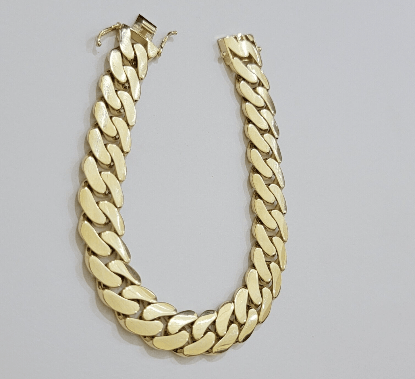 Real 10k Gold Bracelet 12mm Royal Miami Cuban Link 9 inch Men's 10kt Yellow Gold - Reva Jeweler