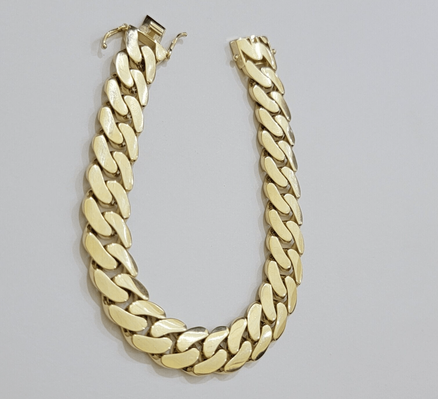 Real 10k Gold Bracelet 12mm Royal Miami Cuban Link 9 inch Men's 10kt Yellow Gold - Reva Jeweler