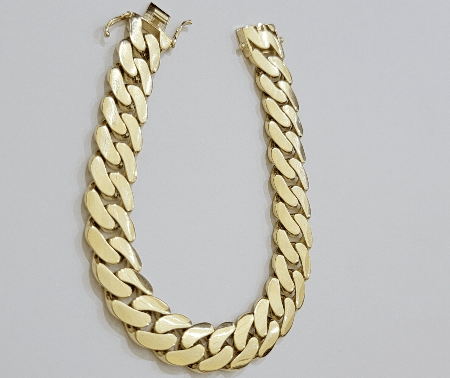 Real 10k Gold Bracelet 14mm Royal Miami Cuban Link 9 inch Men's 10kt Yellow Gold - Reva Jeweler