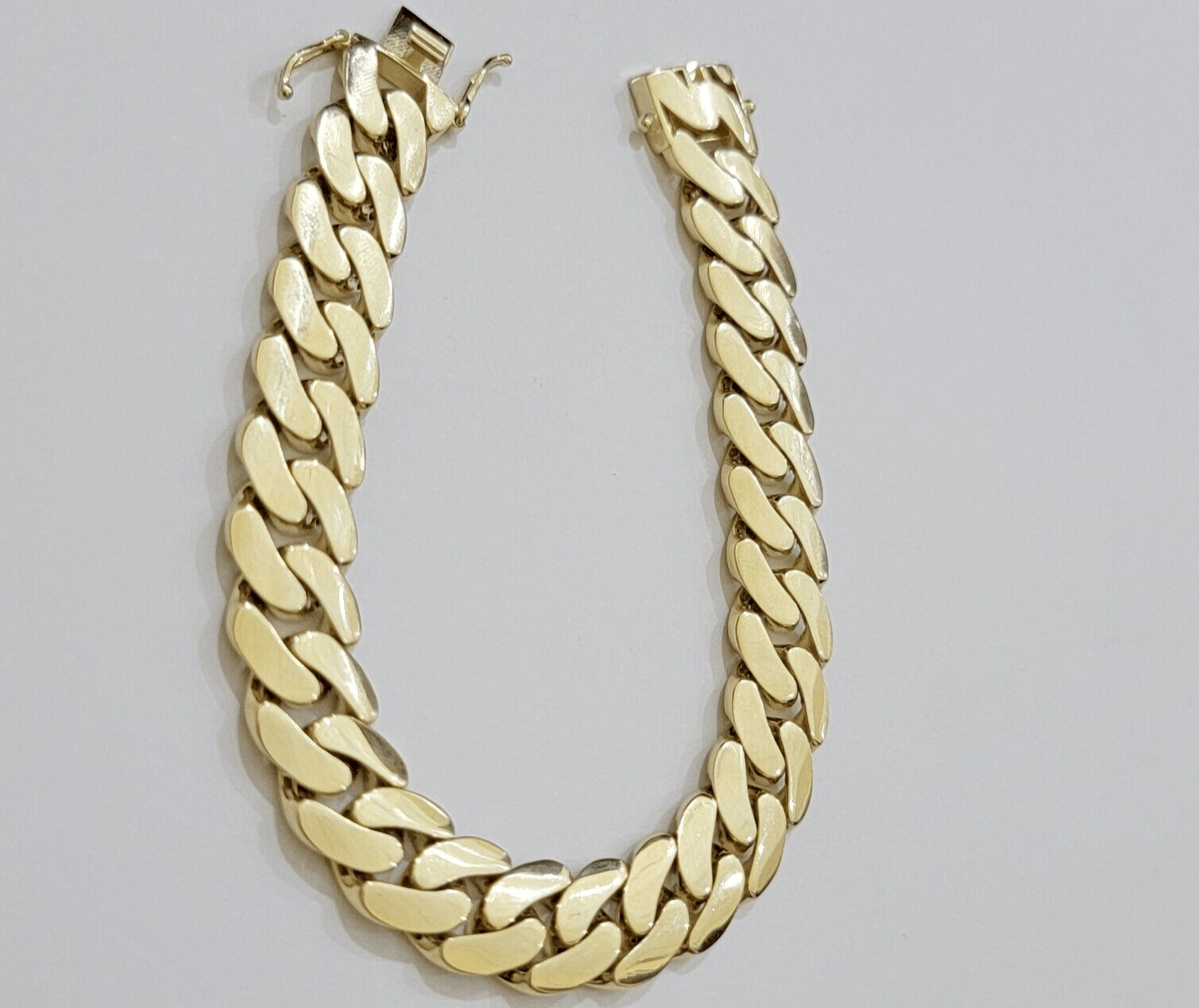 Real 10k Gold Bracelet 14mm Royal Miami Cuban Link 9 inch Men's 10kt Yellow Gold - Reva Jeweler