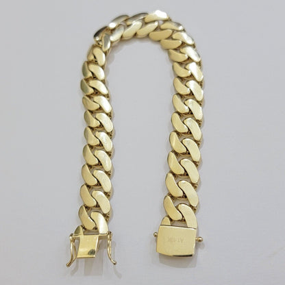 Real 10k Gold Bracelet 14mm Royal Miami Cuban Link 9 inch Men's 10kt Yellow Gold - Reva Jeweler