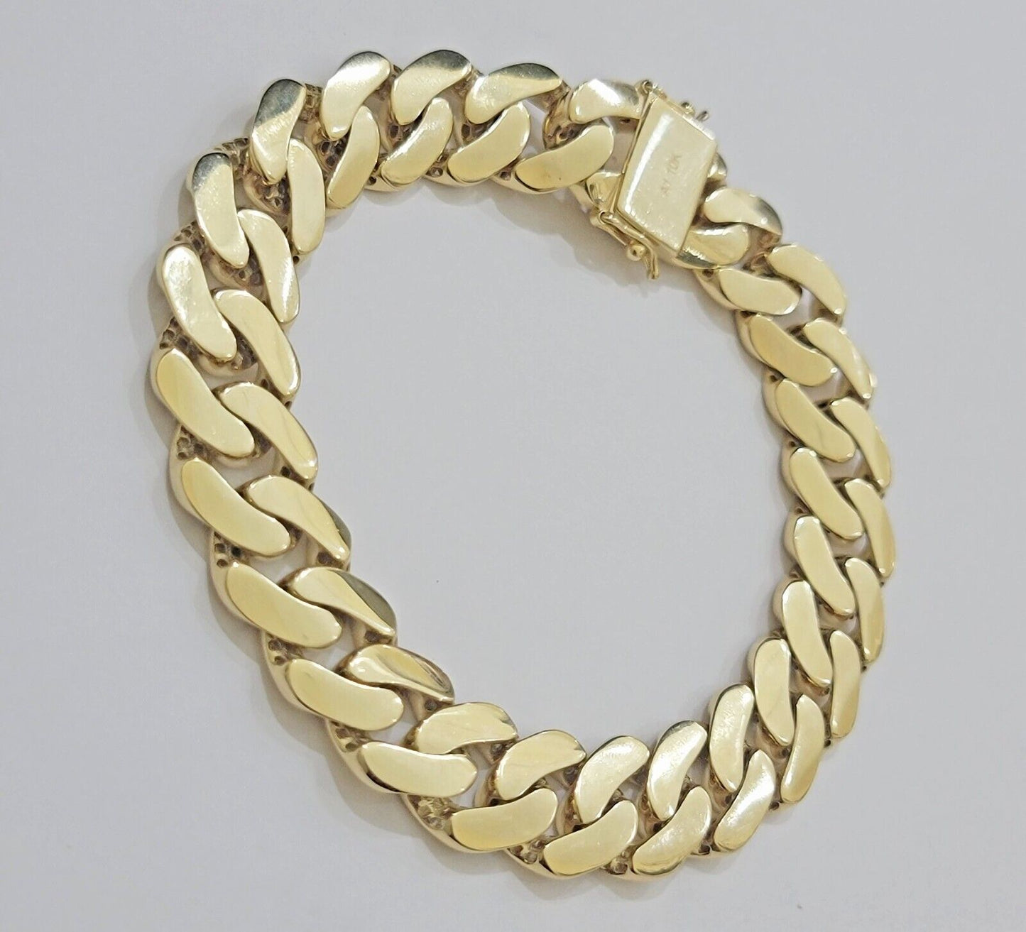 Real 10k Gold Bracelet 14mm Royal Miami Cuban Link 9 inch Men's 10kt Yellow Gold - Reva Jeweler