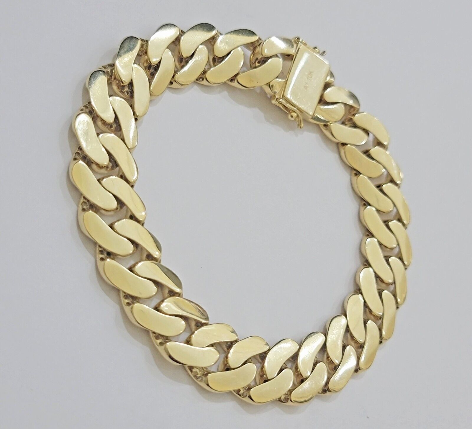 Real 10k Gold Bracelet 14mm Royal Miami Cuban Link 9 inch Men's 10kt Yellow Gold - Reva Jeweler