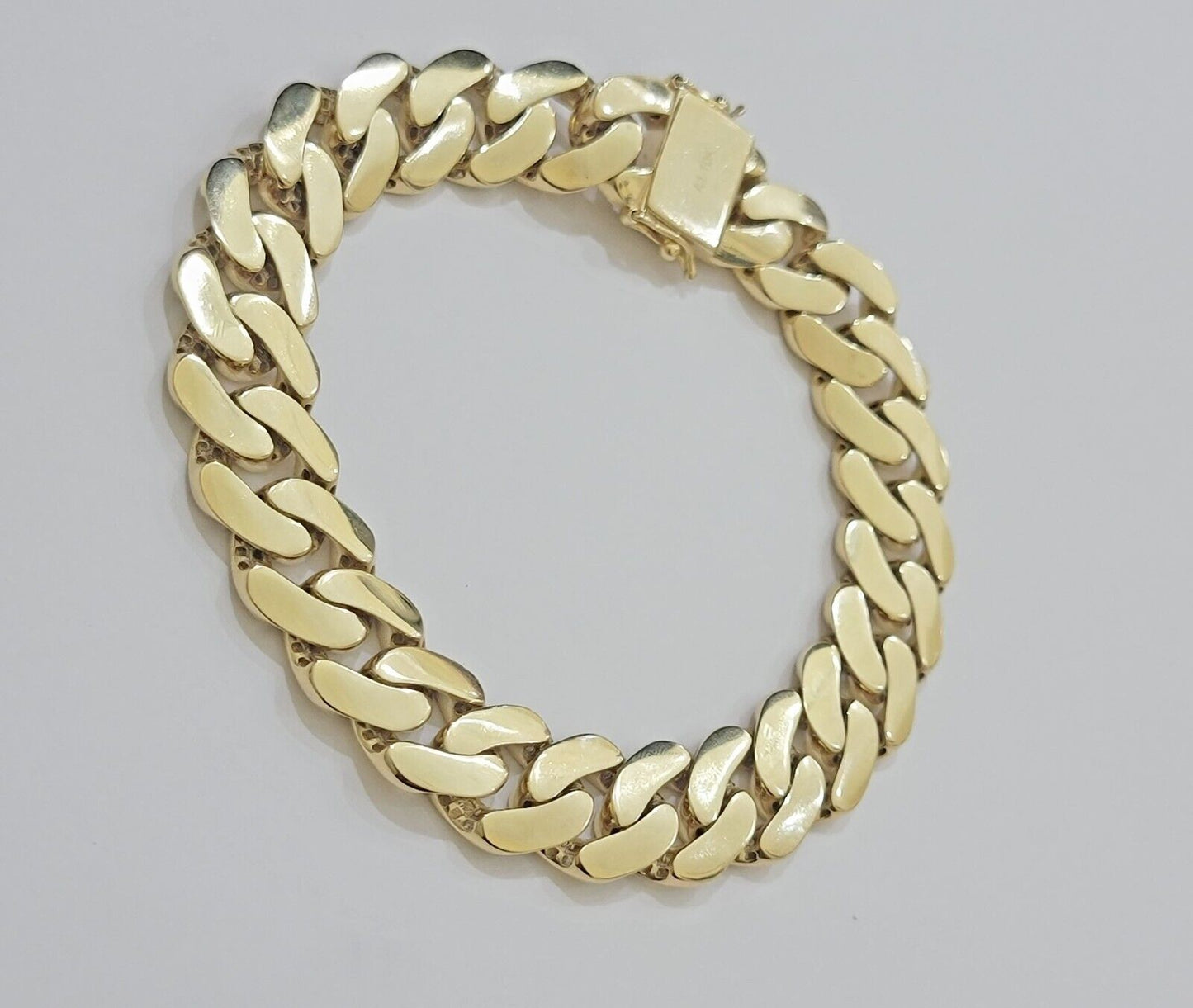 Real 10k Gold Bracelet 14mm Royal Miami Cuban Link 9 inch Men's 10kt Yellow Gold - Reva Jeweler