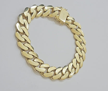 Real 10k Gold Bracelet 14mm Royal Miami Cuban Link 9 inch Men's 10kt Yellow Gold - Reva Jeweler