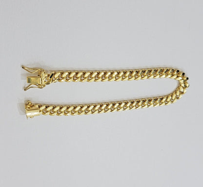Real 10k Gold Bracelet 7 Inch 6mm Miami Cuban Link 10kt Yellow Gold For Women - Reva Jeweler