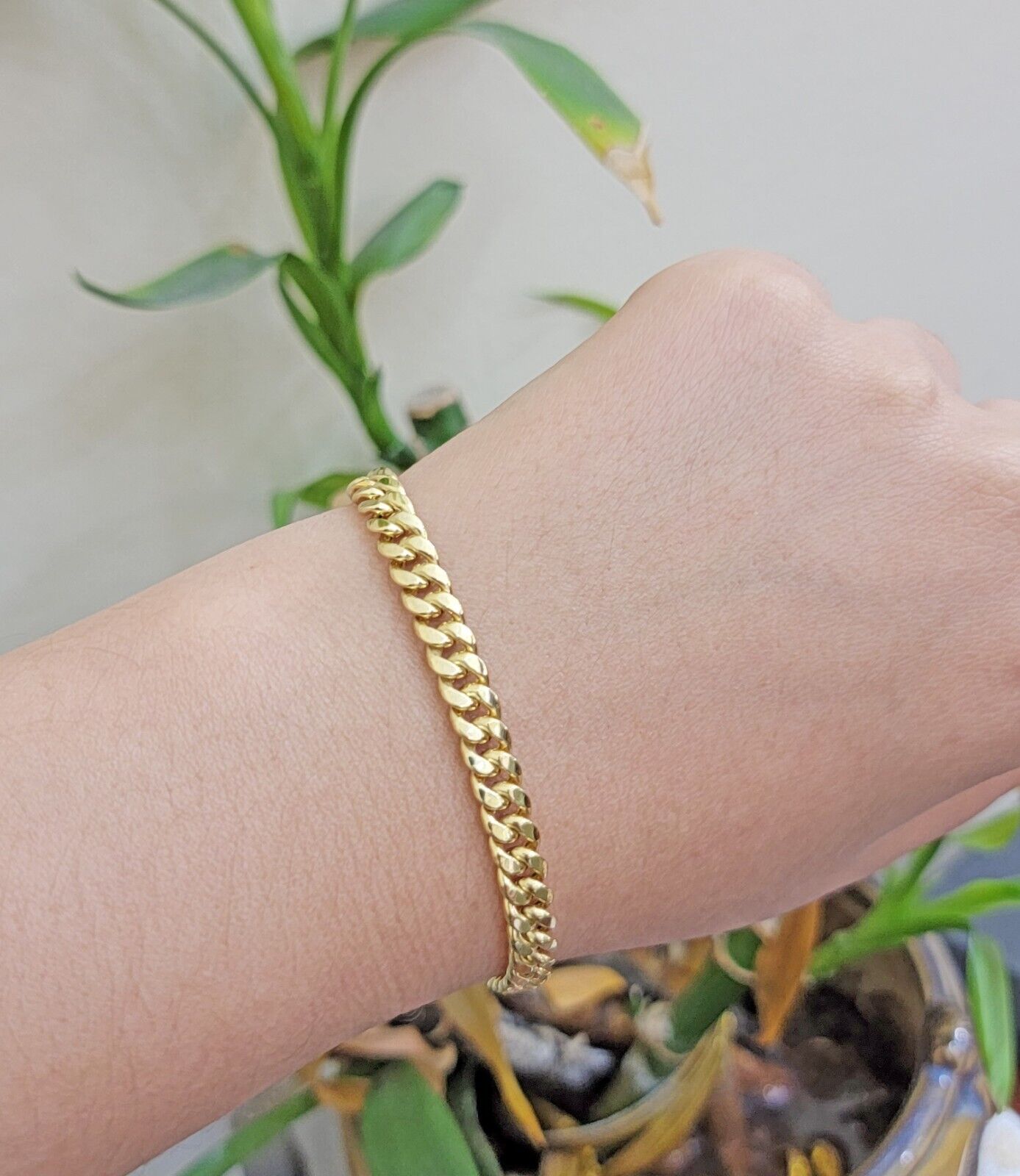 Real 10k Gold Bracelet 7 Inch 7mm Miami Cuban Link 10kt Yellow Gold For Women - Reva Jeweler